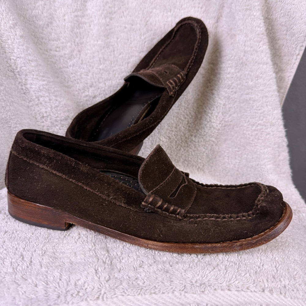 GH Bass Weejuns Somerset Mens Sz 9.5D Brown Suede Penny Loafer Moccasins Driving